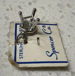VINTAGE ESTATE SPENCER CO. 925 STERLING SILVER 3‎ Leg Stool CHARM thumbnail 1
