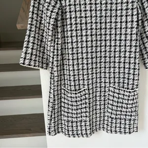 Zara Tweed Mini Shift Short Sleeve Mini Dress in Black and White Womens Medium thumbnail 3