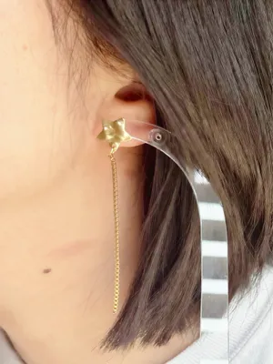 Handmade quality gold tone fully stainless steel chain & star dangle earrings 🌟 thumbnail 3