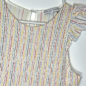 English Factory Smocked Flutter Cap Sleeve Stripes Dress thumbnail 6