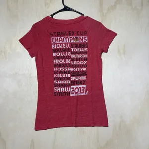 Reebok Chicago Blackhawks 2013 Stanley Cup Champions Womens Red V Neck Shirt Y2K thumbnail 6