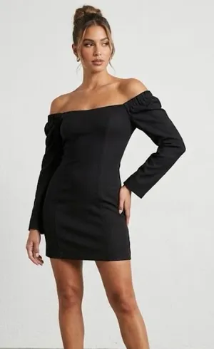 ASOS Black Off-Shoulder Mini Dress 1023 thumbnail 1