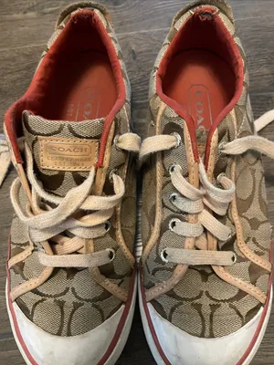 Women’s Coach Tan & Beige Signature Canvas Sneakers w/ Coach Logo Size 7.5M thumbnail 7
