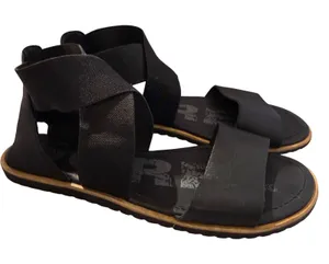 Sorel Black Ella Leather Cross Ankle Strap Sandals Size 6.5 thumbnail 1