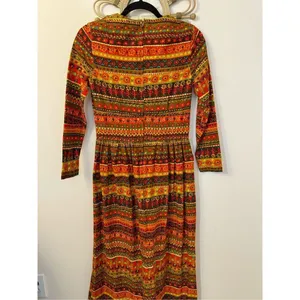 Vintage Groovy Floral Bark/ Lava Cloth Handmade Maxi Dress S/M thumbnail 7