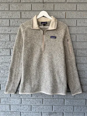 Patagonia Better Sweater 1/4 Zip Fleece Pullover Pelican Cream Size Medium thumbnail 3