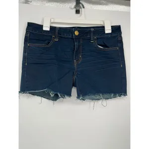 American Eagle Outfitters Super Stretch Raw Hem Shorts Women 12 Dark Wash thumbnail 2