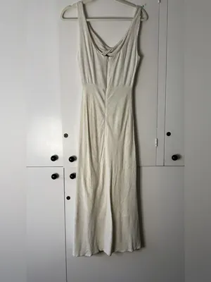 Petal & Pup linen blend Midi Dress Open Back Tie Minimal Chic thumbnail 4