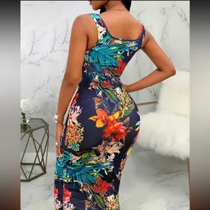 Boutique Floral sleeveless Tie-Front Bodycon Dress New thumbnail 2