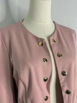 Halara Sculpt Knit  Pink Gold Button Open Front Jacket Blazer Size Large thumbnail 4