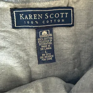 Karen Scott Denim 100% Cotton Sleeveless dress pockets NWT size L . thumbnail 5