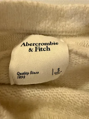 Abercrombie & Fitch crewneck knit sweater with bow in light grey small pullover thumbnail 5