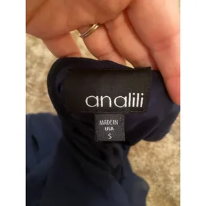 Analili Silk One Shoulder Asymmetrical Navy Blue Top Chiffon Handkerchief Y2K thumbnail 3