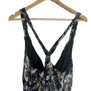 Free People Washed Ashore Black Floral Print Twist Back Mini Dress Size M thumbnail 8