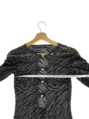Lioness Sheer Flocked Zebra Mesh Mini Dress XS Black Cutout Bodycon thumbnail 9