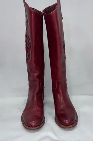Frye Cherry Red Leather Riding Boots thumbnail 4