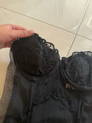 Vintage Victoria’s Secret Black Embroidered Corset Bustier Top thumbnail 2