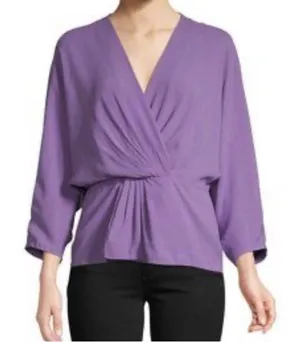 Diane Von Furstenberg Twist Front‎ Open Back Wrap Top In Lilac thumbnail 1