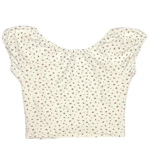 Aritzia Sunday Best Chill‎ Lucie Puff Sleeve Top Small Birch/Cherry Red EUC thumbnail 3