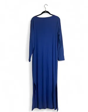 Old Navy Dress Sz XL Square Neck Long Sleeve Maxi Side Slits Ribbed Textured thumbnail 4