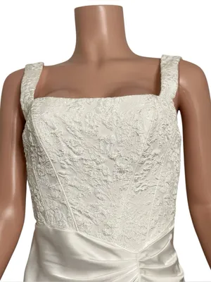 BHLDN Sleeveless Lace Corset Ruched A-Line Midi Dress, White, 6 (US) thumbnail 7