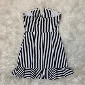 Olivaceous black white strapless ruffle dress smal thumbnail 10