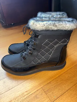Sporto Women's Black Faux Fur Lined Winter Lace-Up Boots thumbnail 3