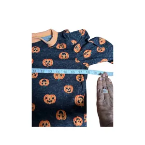 Halloween Themed Pumpkin Print Long Sleeve Pajama Top Medium thumbnail 3