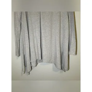 Lafayette 148 Gray Double V Neck Asymmetrical Long Sleeve Tunic Top Size Small thumbnail 4