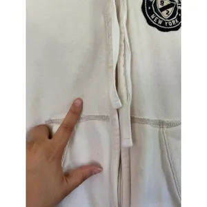 Abercrombie & Fitch Women Cream Full Zip Hoodie Logo Sleeve Vintage 1892 Large thumbnail 4