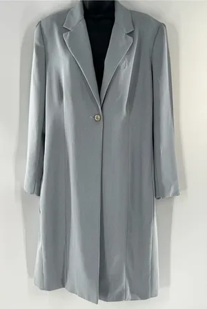 Vintage Women's Light Gray Single-Button Trench Coat-Size 12 thumbnail 1