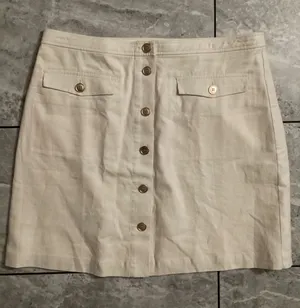 J.Crew Womens Linen Cotton Button Front Mini Skirt Ecru Cream AV793 Size 12 NWT thumbnail 1