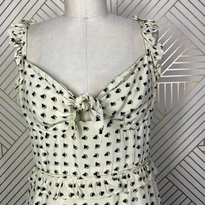 For Love & Lemons Sweetheart‎ Mini Dress Creme Heart Print Size US Medium thumbnail 4