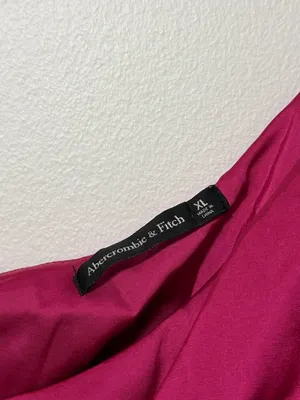 Abercrombie & Fitch Fuchsia Satin One Shoulder Ruched Midi Dress XL Wedding thumbnail 4