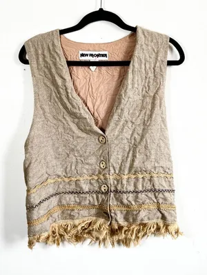 Vintage 90s Beige‎ Vest Sz Small Festival Boho Western Rodeo thumbnail 1