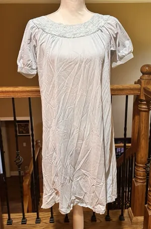 Vintage‎ Gilbreath 2 Pc Blue Nightgown & Housecoat Robe Set Lace Trim Size Small thumbnail 1