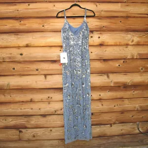 NWT Mac Duggal 5477 Womens Floral Embellished Scoop Neck Evening Gown Dress thumbnail 11