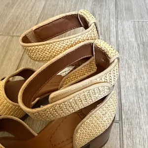 Zodiac IDA Woven‎ Raffia Block Heel Sandals Beige Ankle Strap SZ 8 thumbnail 9