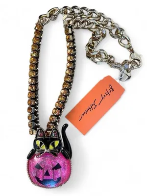 NWT Betsey Johnson Pink Pumpkin Halloween Necklace thumbnail 8
