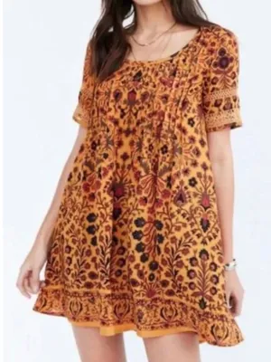 Ecote Boho Orange and Brown Dress‎ Sz M thumbnail 1
