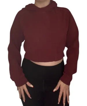 Alphalete Cropped Hoodie Burgundy Maroon Athleisure Gym Sweatshirt‎ Sz Medium thumbnail 1