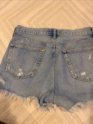 AGOLDE Light Wash Frayed Hem Distressed Denim Shorts Women’s Size 27 thumbnail 6