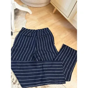 REFORMATION NEW Navy Linen Striped Trouser Pants‎ Size 6 thumbnail 6