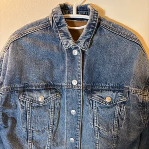 American Eagle Cropped‎ Denim Jacket Rhinestone Fringe Y2K Festival Western XS thumbnail 2