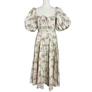 Selkie Coquette Fairytale Princess Floral Puff Sleeve Midi Day Dress Size Medium thumbnail 3