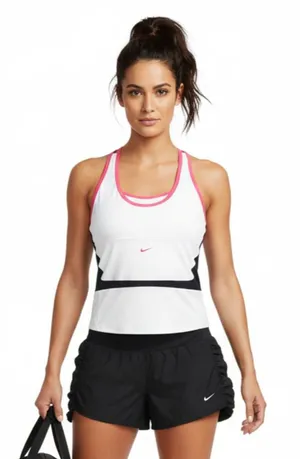 Nike SET Black Side Ruched Dri-Fit Sport Shorts & Racerback Top M L thumbnail 1