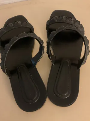 Stuart Weitzman Black rubber Braided Rosita flat Slide Sandals US 7 thumbnail 5