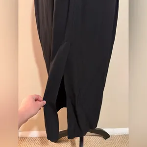EUC Vintage John Roberts Black and Gold Long Midi Dress w/ shoulder pads size 10 thumbnail 8