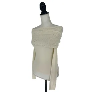 Le Superbe Aura Embellished Off-The-Shoulder‎ Sweater in Snow thumbnail 10