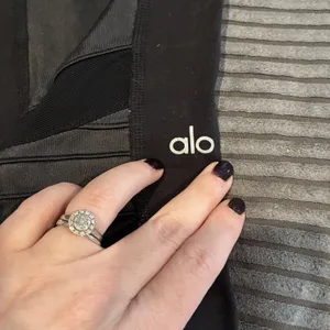 Alo Yoga Moto Leggings High Waisted Black Glossy Patent Ribbed Yoga Pants Small thumbnail 5